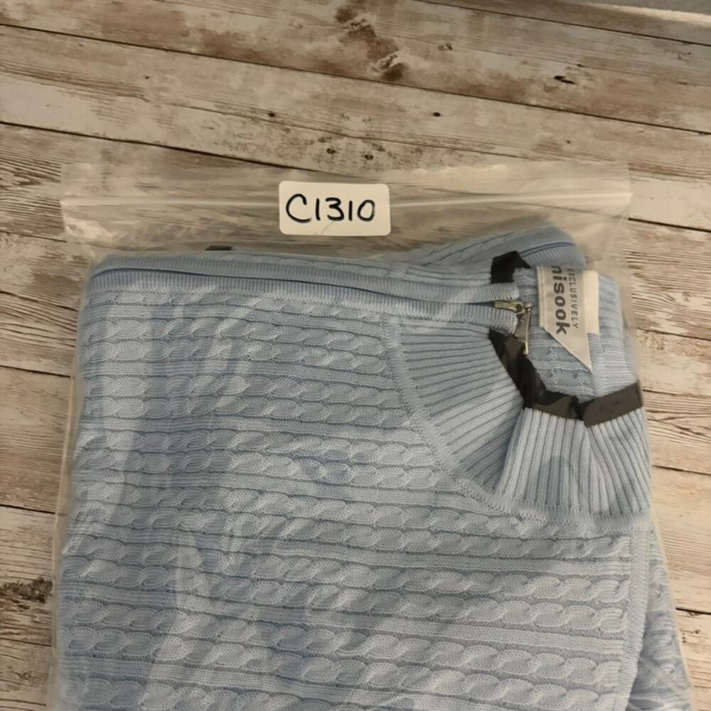 Misook Cardigan XL Santana Knit Blazer Minimalist Lightweight Office Career Blue - Picture 9 of 9